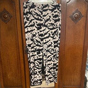 Old Navy Cream/Black Animal Print Flowy Pants